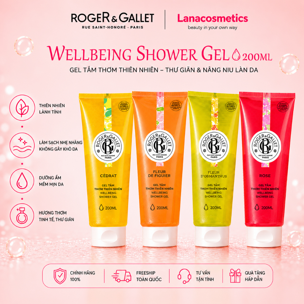 Sữa tắm dạng gel Wellbeing Roger&Gallet 200ml