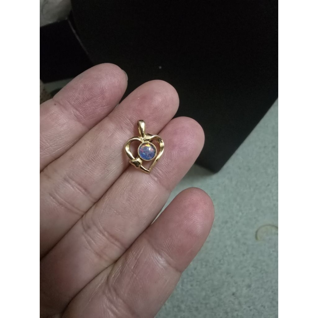 Mặt dây chuyền bạc mạ vàng đính đá opal si tuyển Nhật