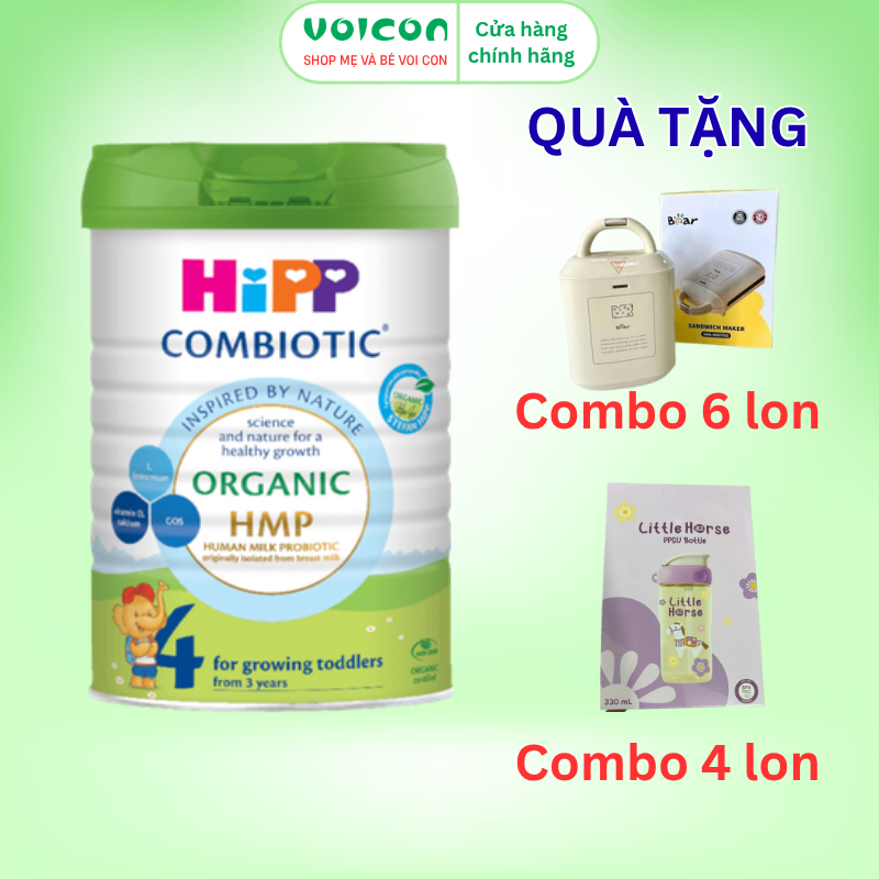 [Combo 4/6 lon] Sữa bột HiPP Organic Combiotic 800g chuẩn hữu cơ châu Âu hỗ trợ tiêu hóa đề kháng