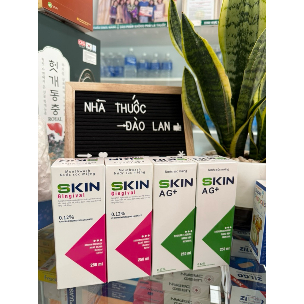 Nước súc miệng Skin sạch miệng, hơi thở thơm tho -  xanh/ hồng chai 250ml