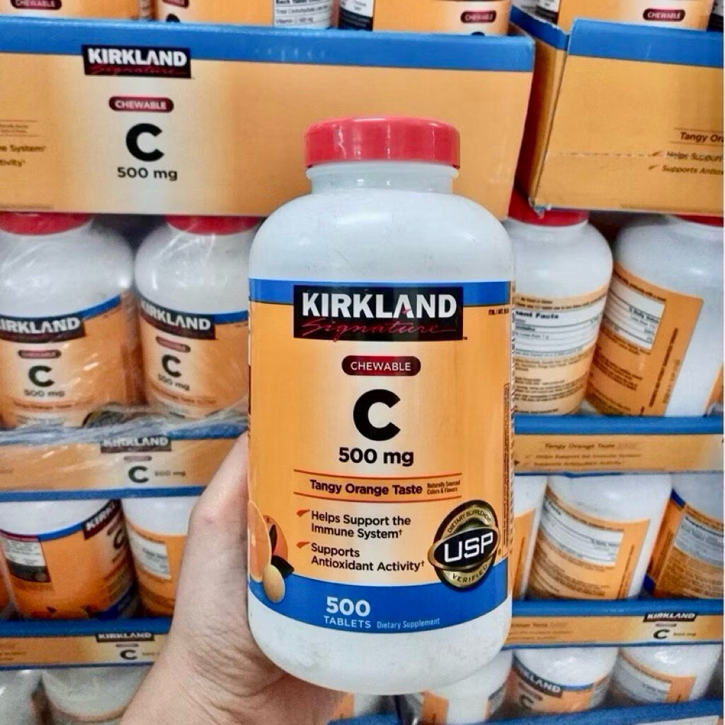 🍓🍒[HSD 05/2028] Viên Ngậm Vitamin C 500mg &  Viên Uống Vitamin C 1000mg KIRKLAND 500 Viên từ MỸ🍊🍋