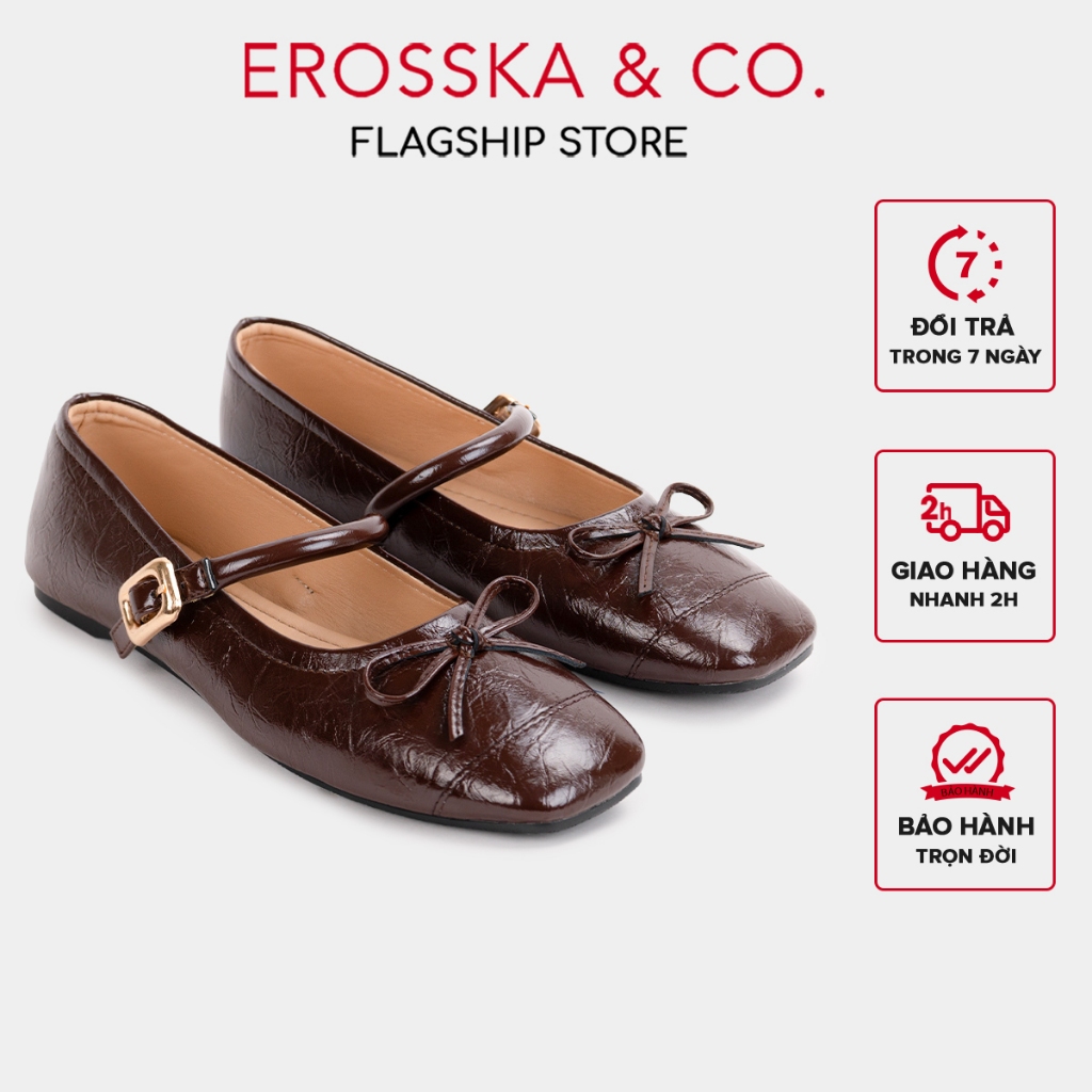 Erosska - Giày búp bê nữ hottrend balletcore đế bệt màu sắc patel - EL079
