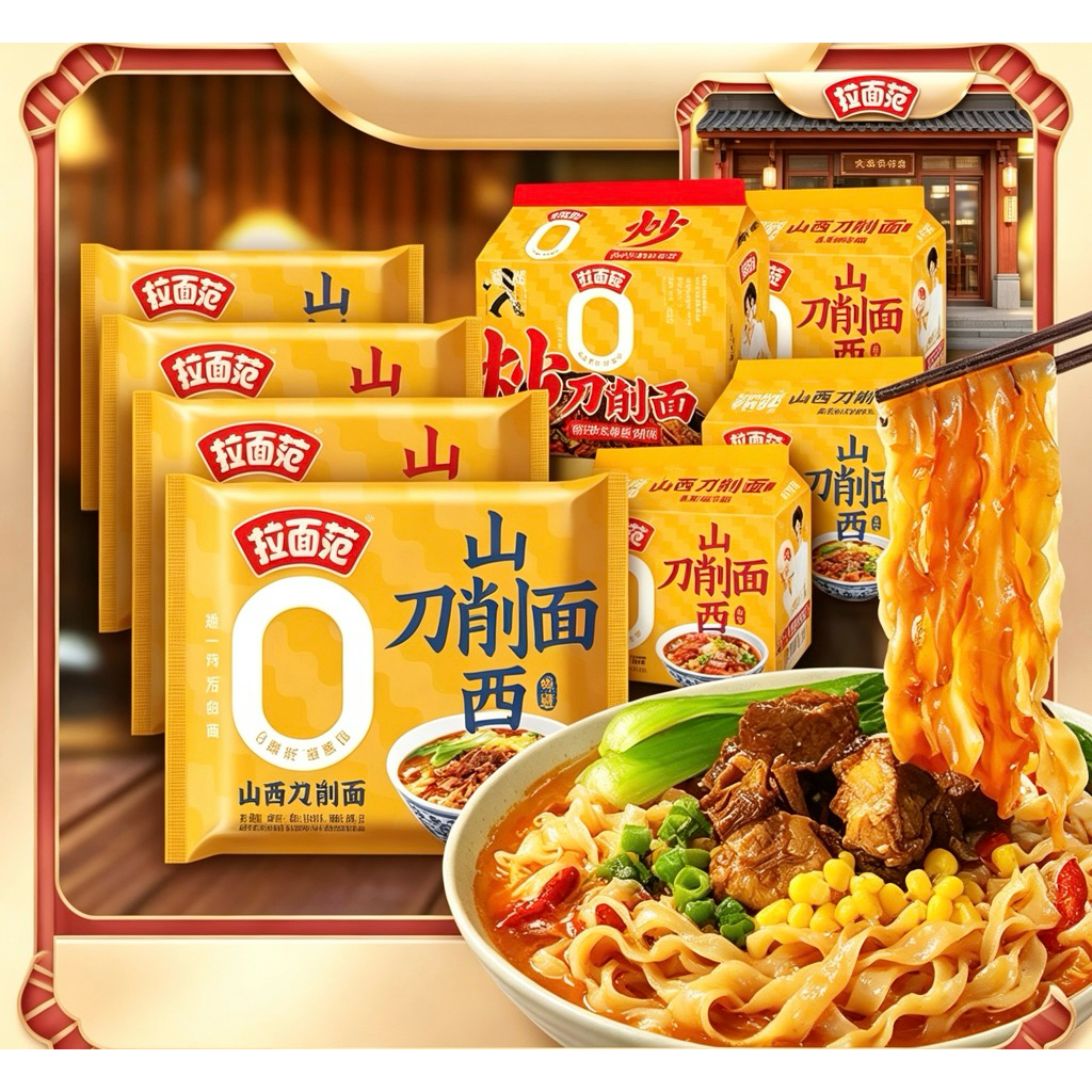 5 Gói Mì dao cắt Sơn Tây Trung Quốc hot trend, mì trộn dao cắt Sơn Tây Trung Quốc, Mì không dầu