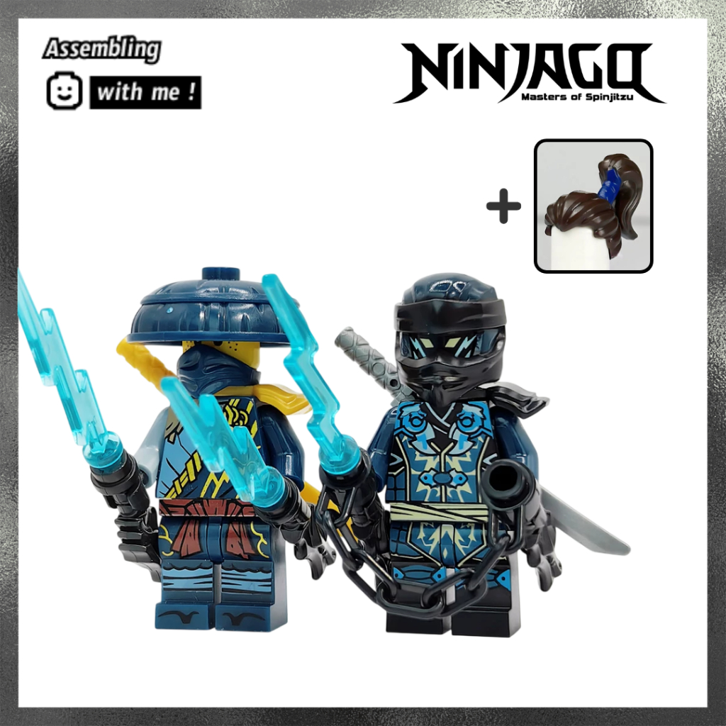[Mới] Đồ chơi Minifigures Ninjago combo Jay Evil và tóc, combo Jay Rouge và tóc