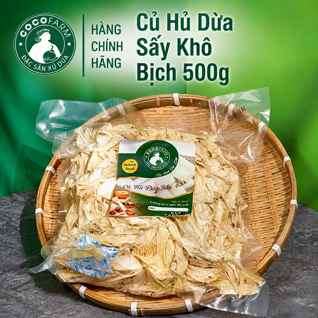 Củ Hủ Dừa Sấy Khô Cocofarm Bịch 500g Hút Chân không