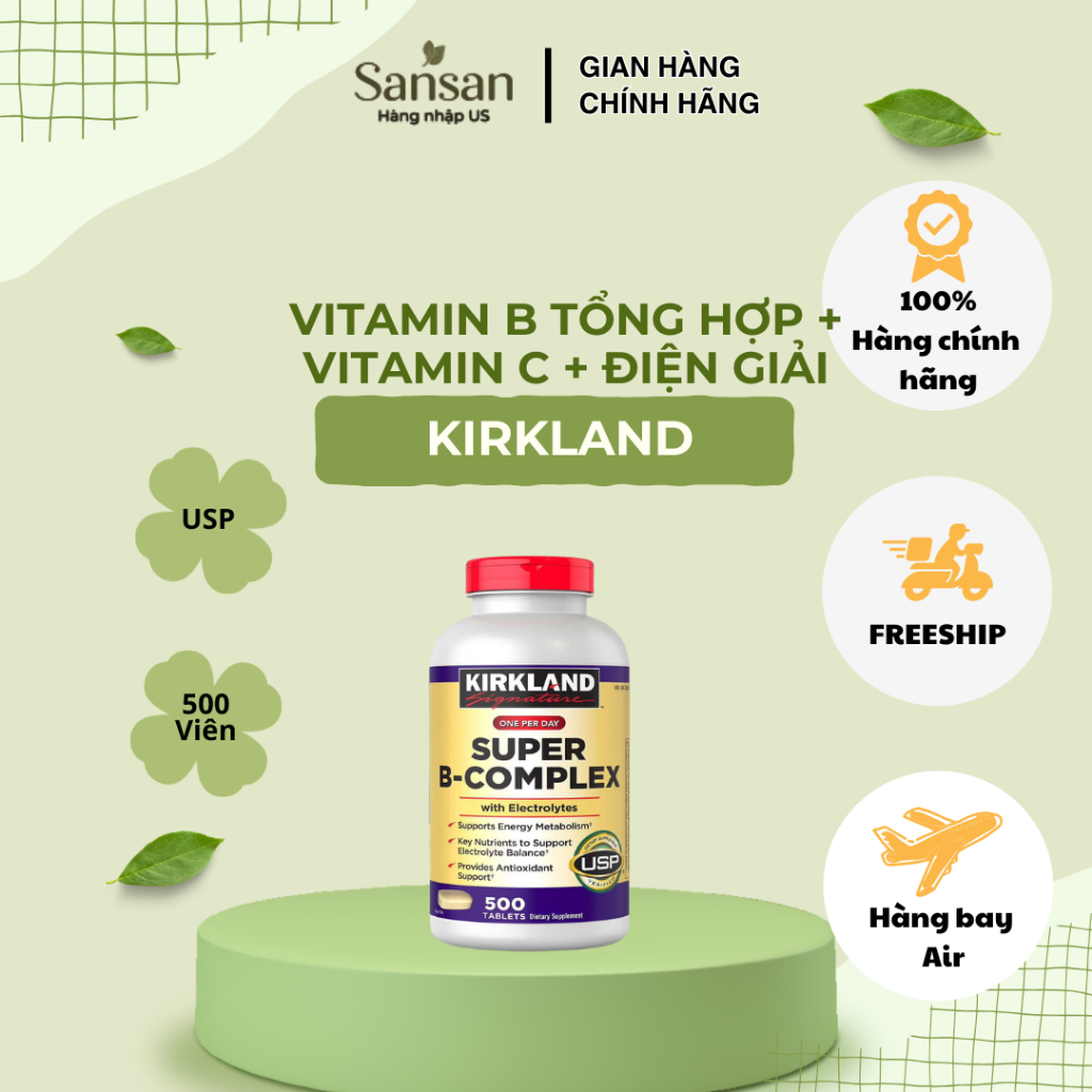 Viên Uống Vitamin B Tổng Hợp Kirkland Signature Super B-Complex With Electrolytes 500 Viên Bổ Sung V