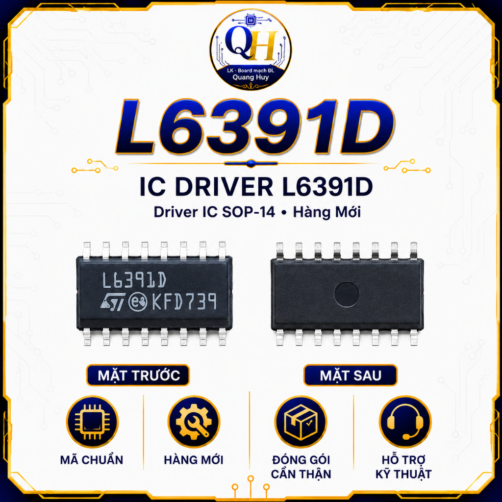 IC L6391D STMicroelectronics – Driver High Low Side 600V SOIC-14 Cho MOSFET/IGBT