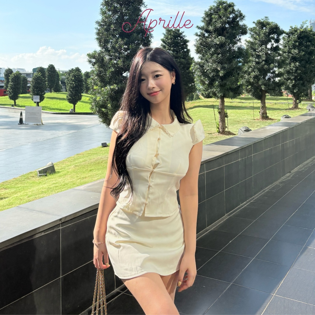 APRILLE - Set áo kiểu nữ tính và chân váy xòe chữ A kèm quần bảo hộ Set Grace