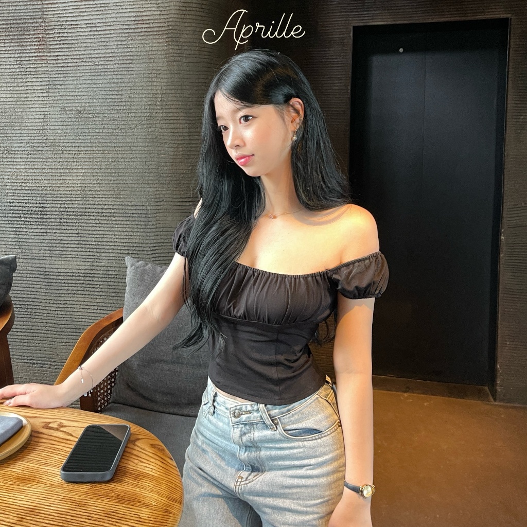 APRILLE - Áo thun ôm tay ngắn phồng nữ basic Sera top