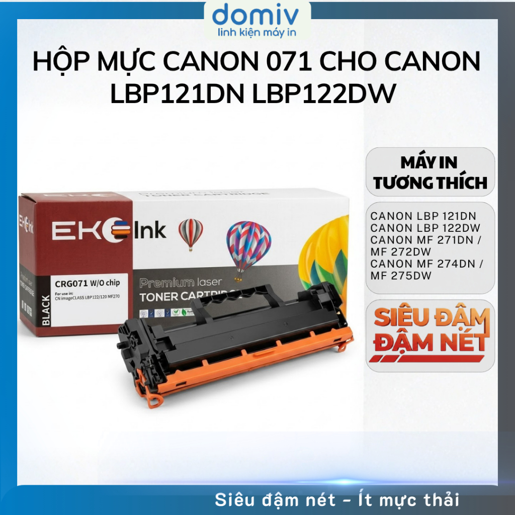 Hộp Mực Canon 071 Cho Canon LBP121DN LBP122DW MF271DN MF272DW MF274DN MF275DW In Đậm Nét DOMIV