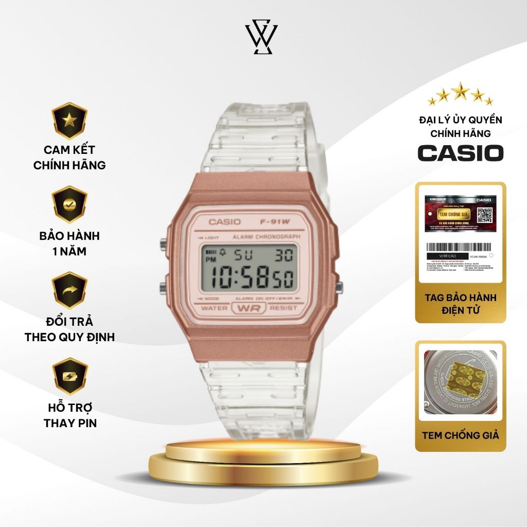 Đồng Hồ Điện Tử Nam Casio F-91WS-7A3DF Mặt Kính Nhựa 35.2mm Chống Nước Bền Bỉ Chính Hãng