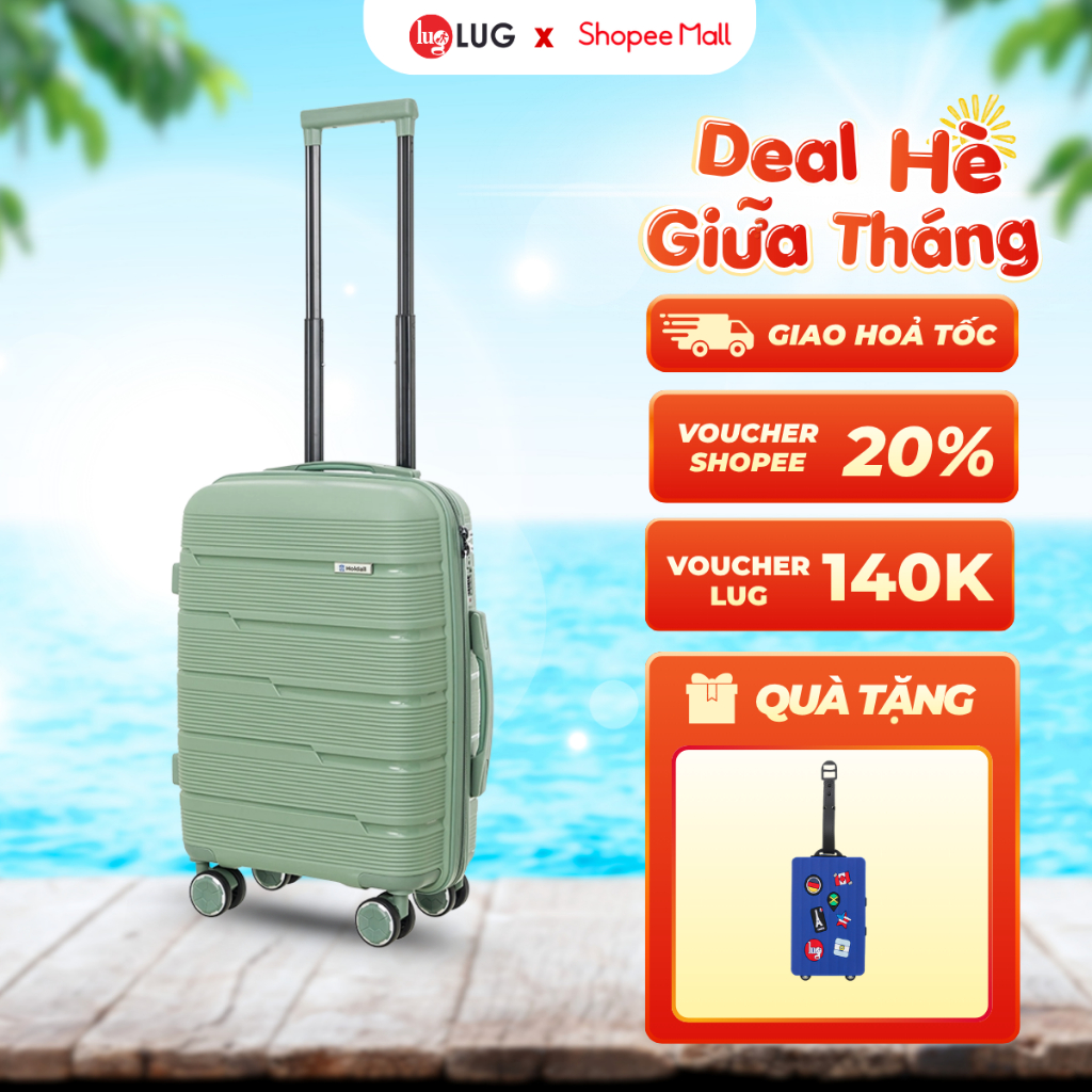 [LUG x KOL] Vali Kéo LUG Holdall MP809 - Size 20 - Nhựa PP chống bể vỡ, Khoá Số Bảo Mật An Toàn