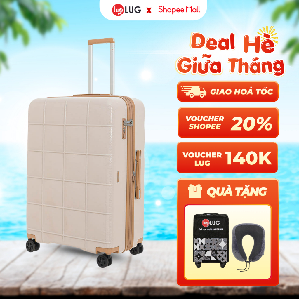 Vali Du Lịch LUG Echolac PC185 Size 20/24/28 Nhựa PC Chịu Lực Va Đập Tốt, Khóa TSA An Ninh Quốc Tế, 