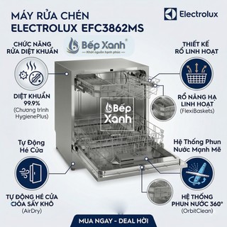 EFC3862MS - New 20216 | Máy Rửa Chén Mini Electrolux EFC3862MS/ESF6010BW, rửa được 8 bộ, bảo hành 2 năm