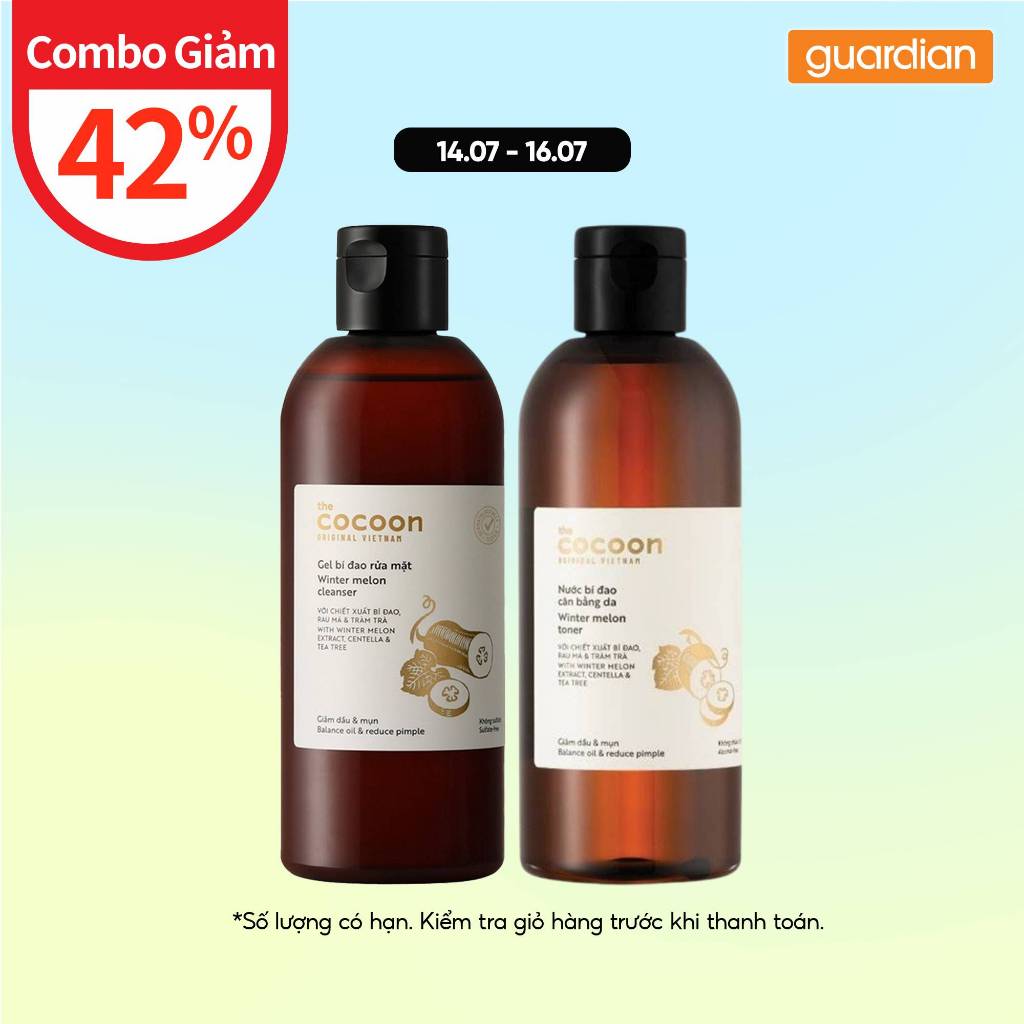 Combo Gel Rửa Mặt Bí Đao Cocoon Winter Melon Cleanser 310Ml & Toner Nước Bí Đao Cân Bằng Da Cocoon W
