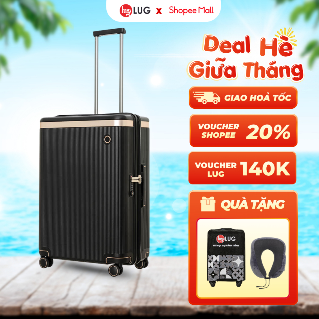 [VALI CAO CẤP] Vali Du Lịch LUG Echolac PC142A Size 20/24/28 Nhựa PC Chịu Lực Va Đập Tốt, Khóa TSA A
