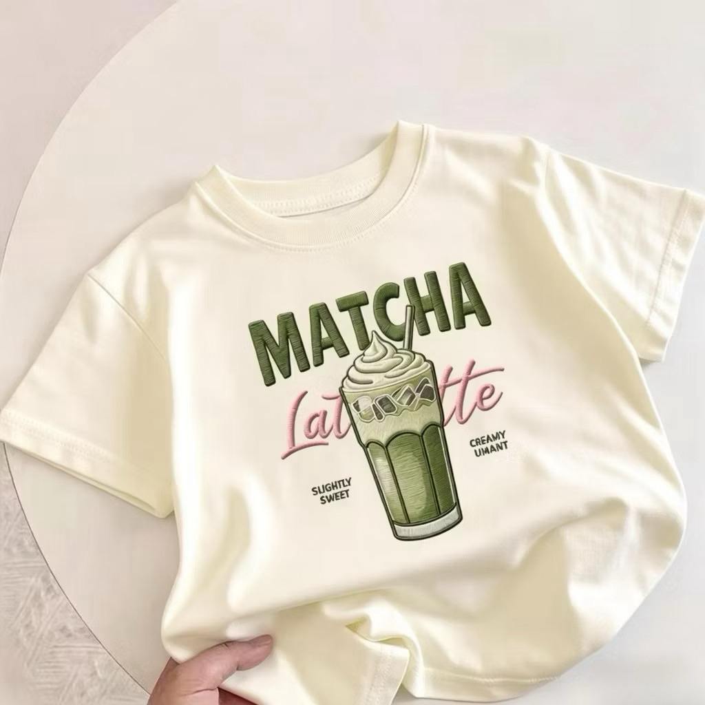 Áo Thun Bé Trai Bé Gái ,Áo Thun Trẻ Em Matcha Latte In Hình Ly Matcha Dễ Thương – Cotton Mềm Mịn Cho
