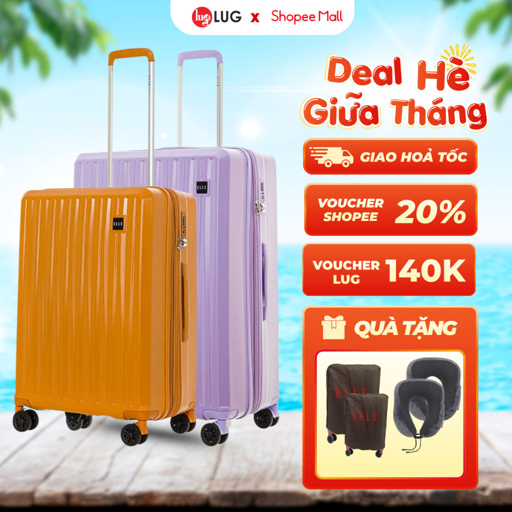 Combo 2 Vali Du Lịch LUG ELLE EL31267: SIZE 20&24, 24&28, 20&28: Nhựa ABS+PC, Khóa TSA An Ninh
