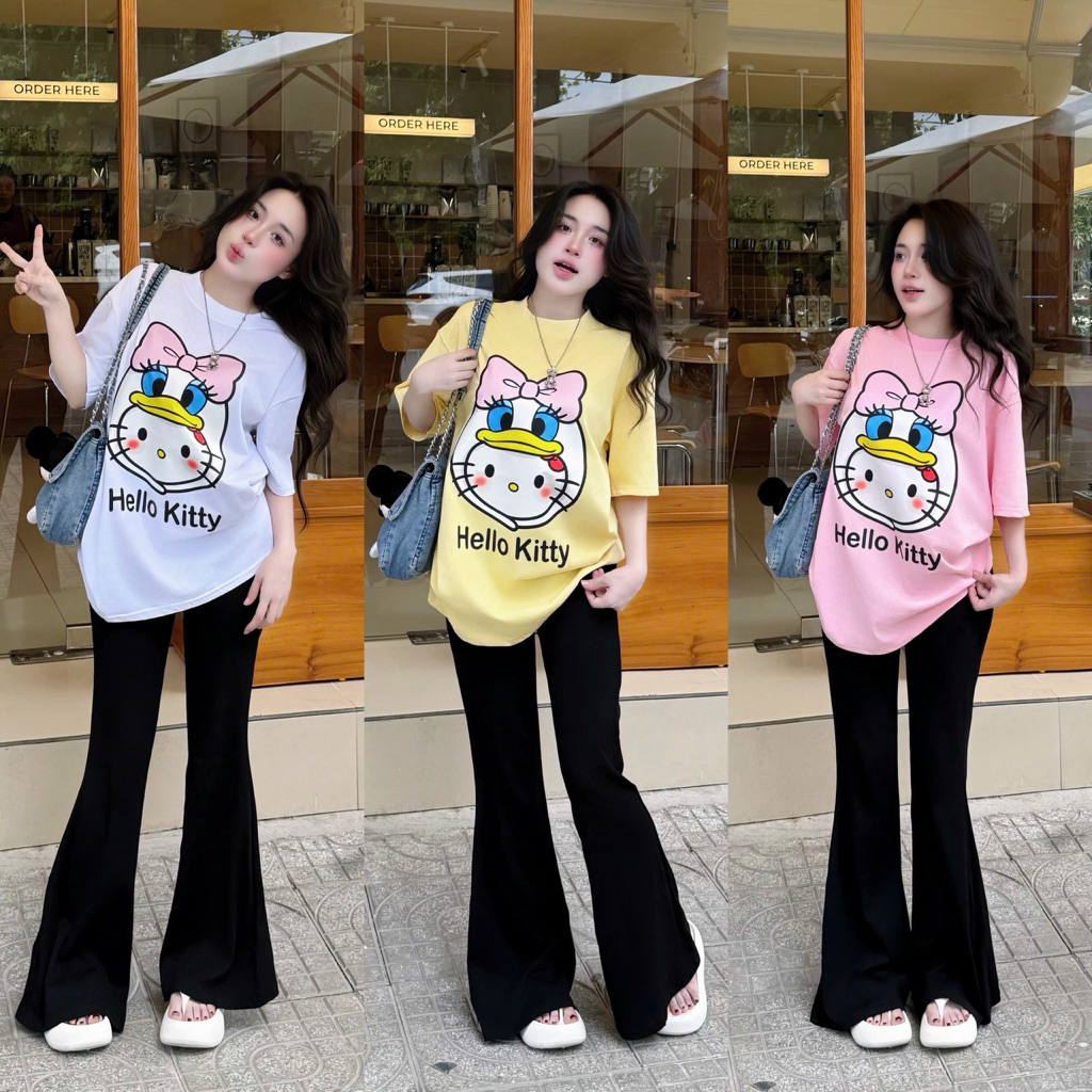 Set Áo Phông Hello Kitty Phối Quần Loe ND8