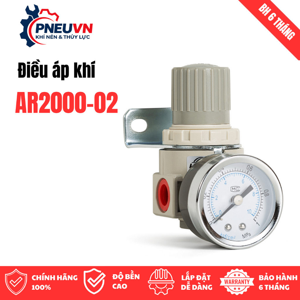 Điều áp khí nén AR2000-02/AR3000-03/AR4000-04 dùng điều chỉnh lưu lượng áp suất khí nén