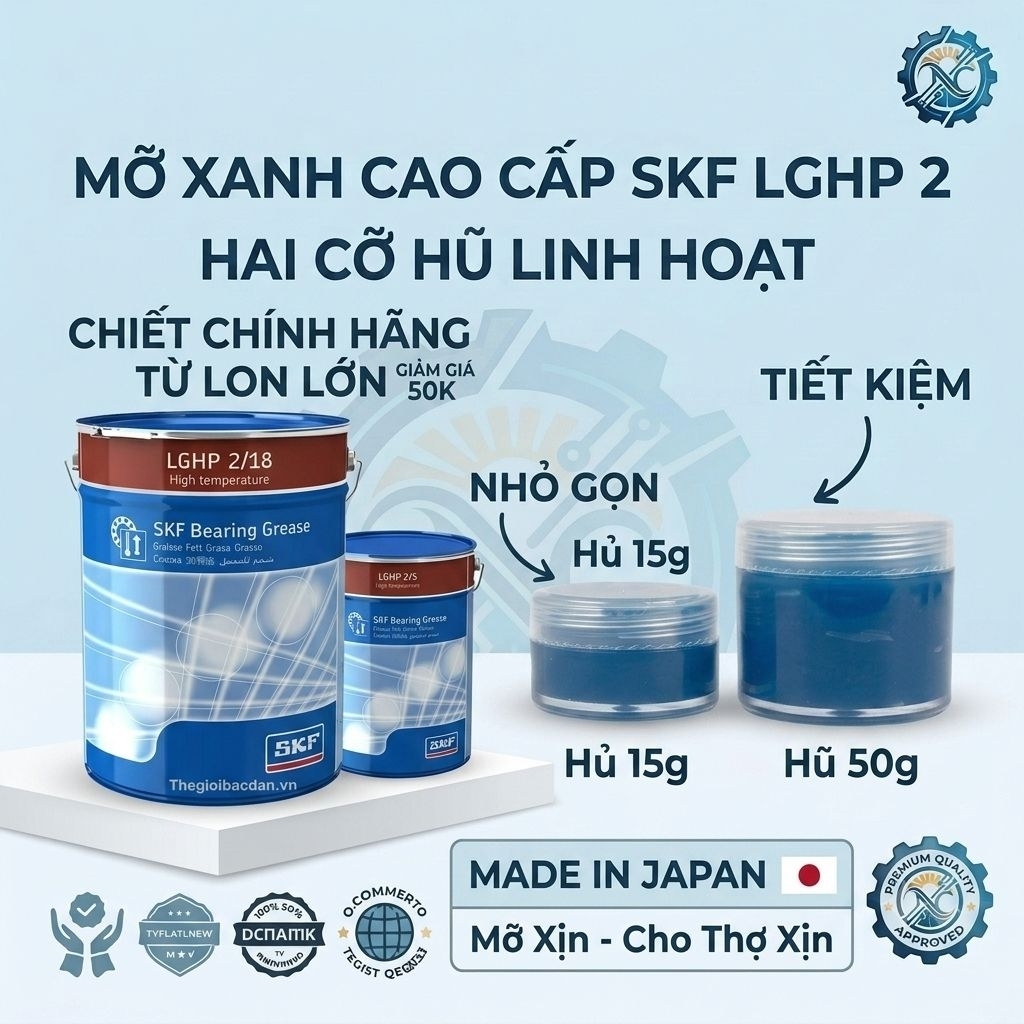 ​Mỡ Chịu Nhiệt SKF LGHP 2 Hũ 15g-50g - Chống Nước Kháng Ẩm Cực Tốt, Giảm Ma Sát Cho Vòng Bi Máy Giặt