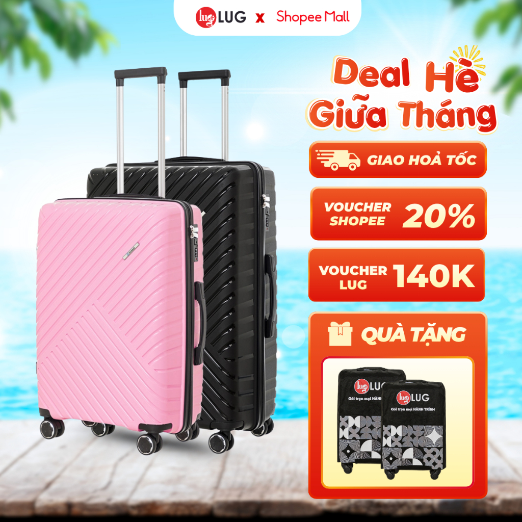 Combo 2 Vali Kéo LUG Holdall MP807 Size 20/24/28 Nhựa PP chống bể vỡ, Khoá Số Âm Bảo Mật An Toàn