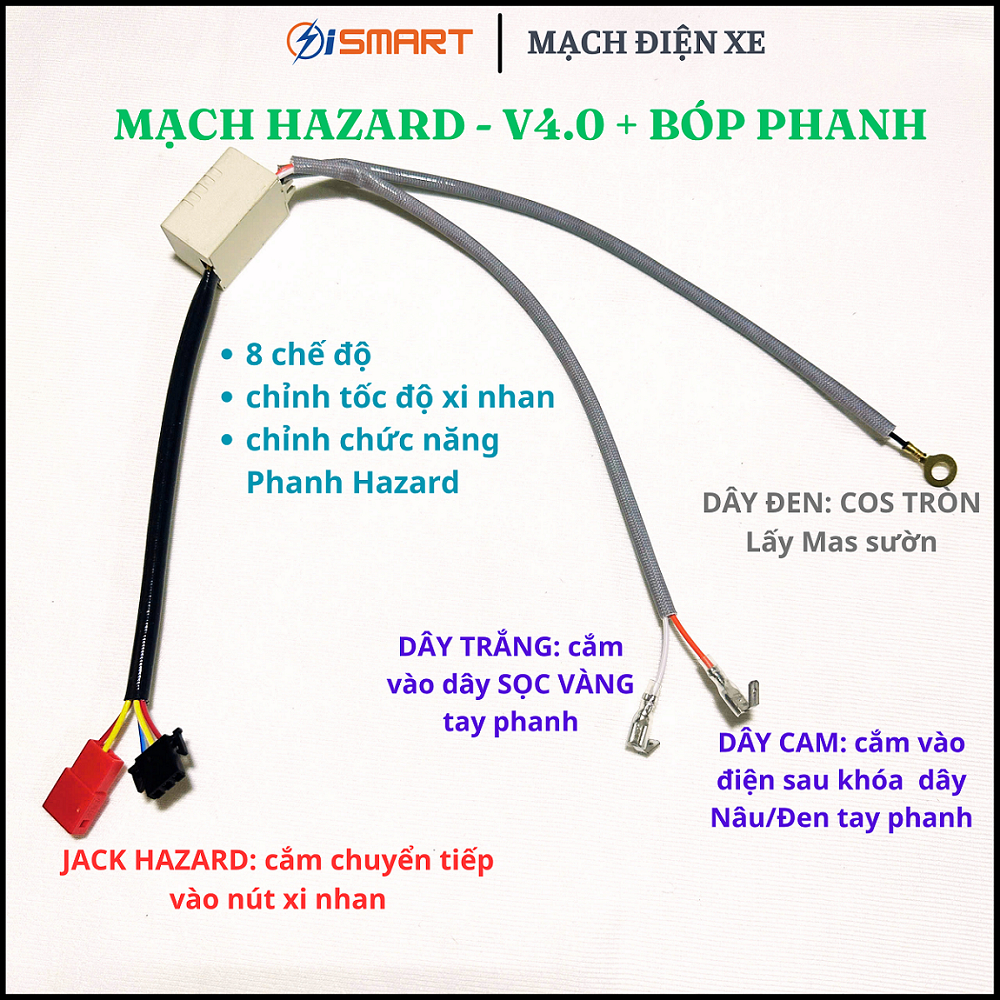 HV10 - MẠCH HAZARD V3.0 - Mạch XI NHAN đèn ưu tiên, Mạch HAZARD NÂNG CAO V3.0, DÙNG XE MÁY