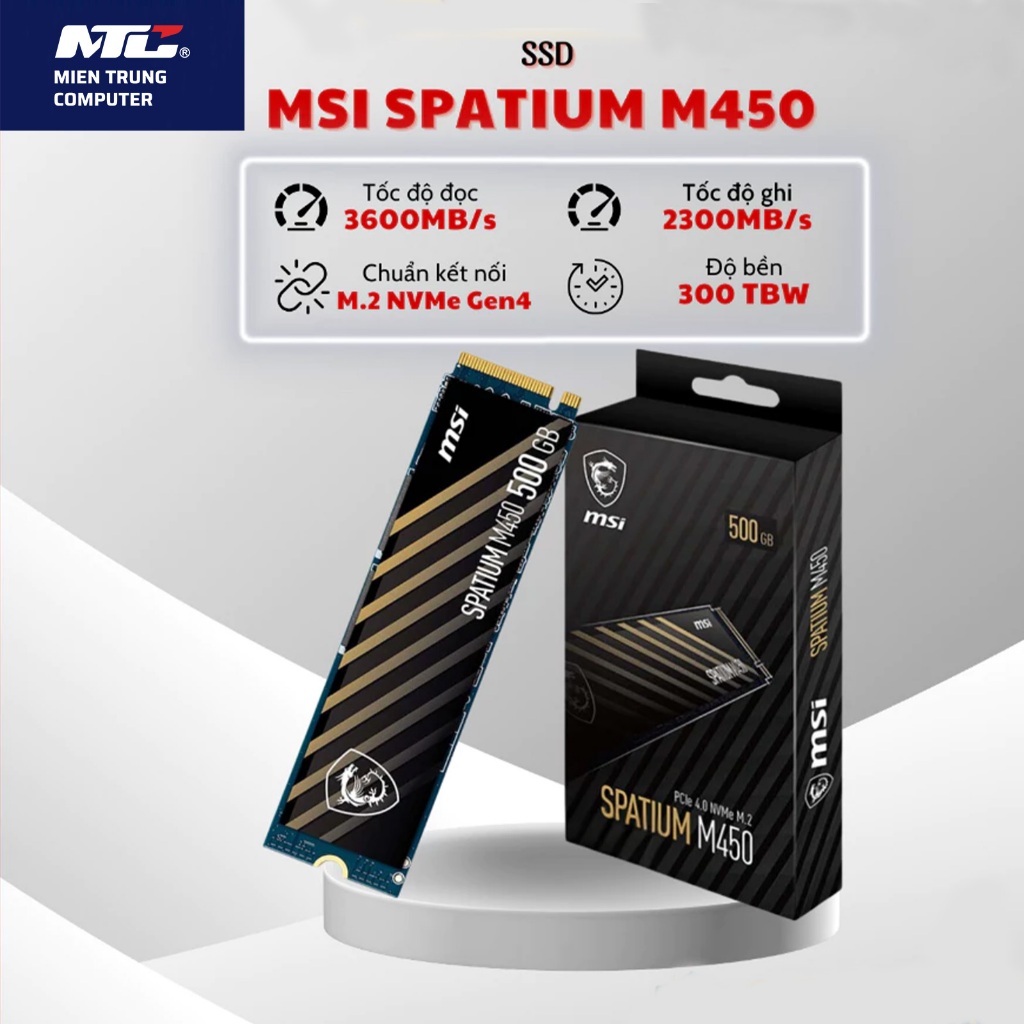Ổ cứng SSD MSI SPATIUM M450 500GB 1TB M.2 2280 PCIe Gen4 x4 NVMe - Chính hãng