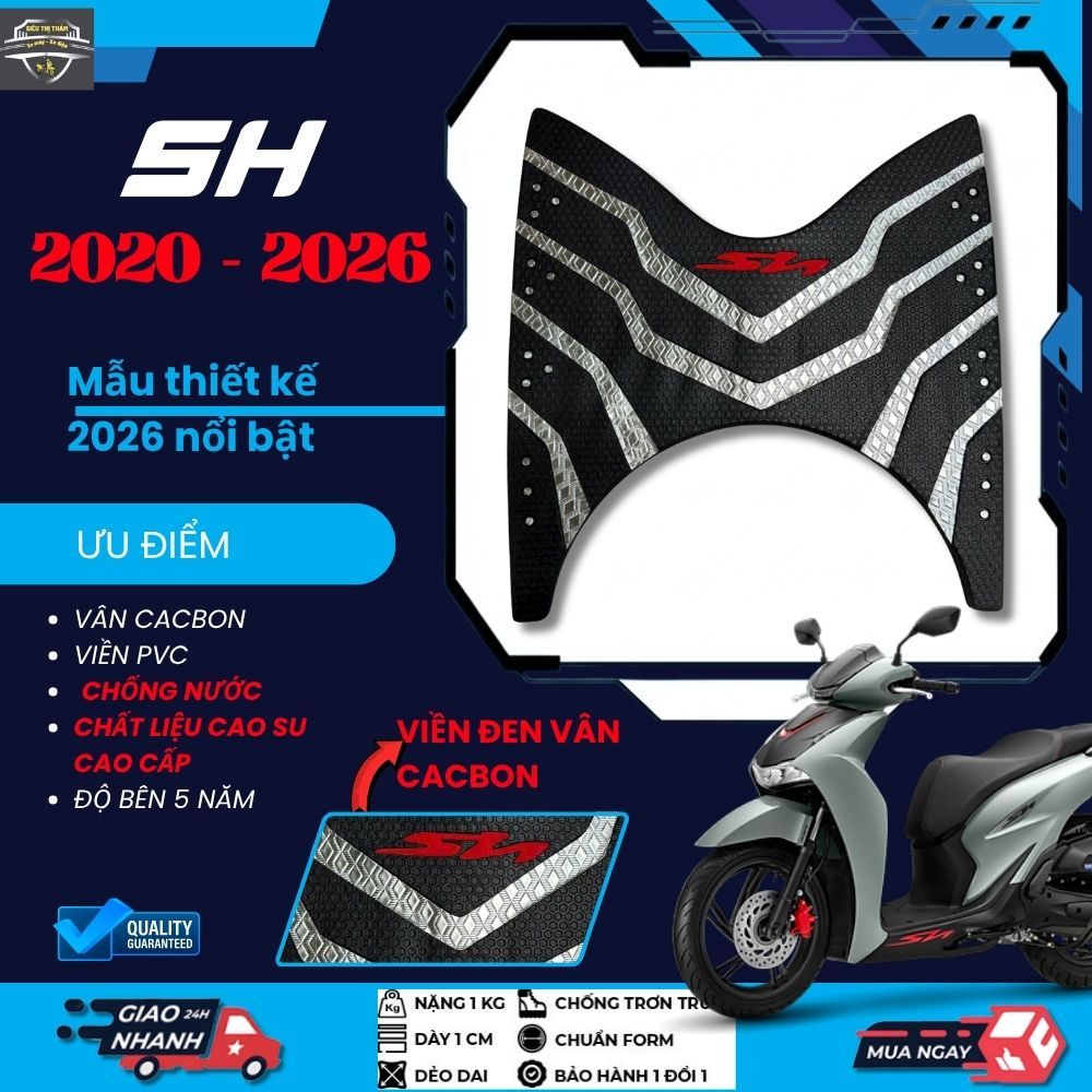 Thảm Để Chân SH 125i-150i - 160i đời xe 2020-2026 Thảm Lót Sàn Xe Cao Su Dày Chống Trơn Trượt