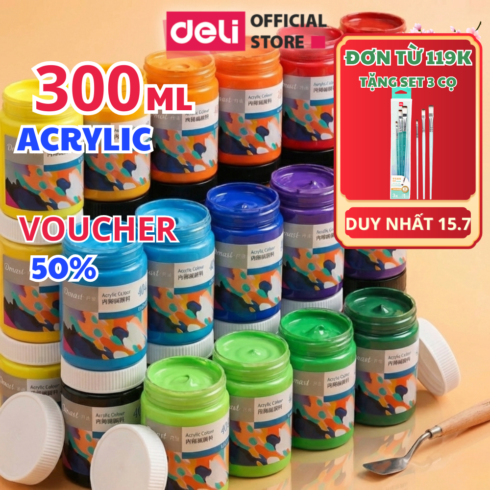 [🔥MUA 2 TẶNG 3] Màu Nước Acrylic 3D 300ml Dmast Deli Custom Vẽ Giáy, Áo, Tranh Tường, Gốm Sứ, Gỗ, Bí