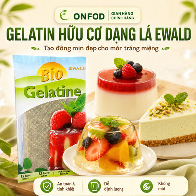 Gelatin hữu cơ dạng lá EWALD gelatine cho bé ăn dặm ONFOD làm bánh thạch kẹo dẻo pudding