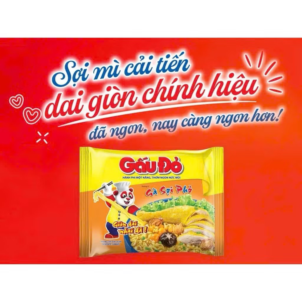 Thùng 30 Gói Mì Gấu Đỏ Gà Sợi Phở
