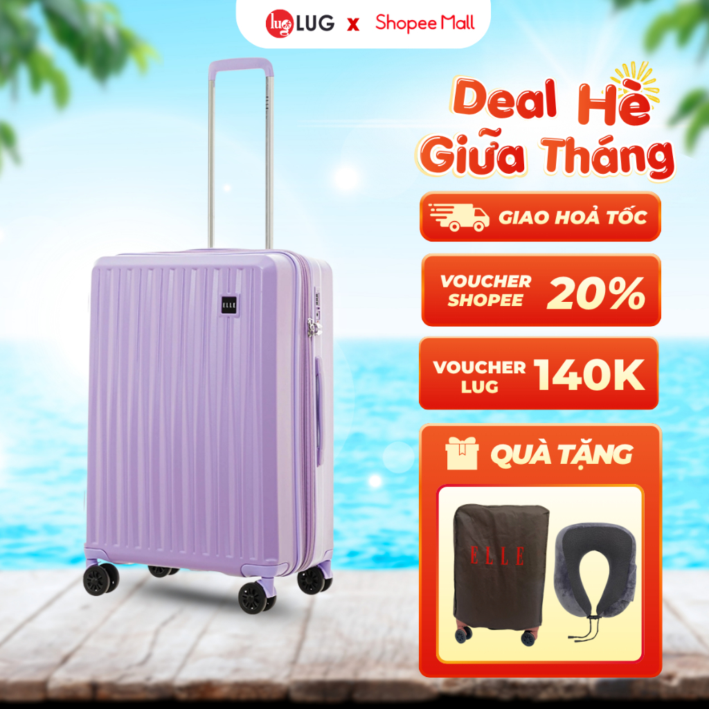 Vali Du Lịch LUG ELLE EL31267 Size 20/24/28 Nhựa ABS+PC, Khóa TSA An Ninh Quốc Tế, Ngăn Mở Rộng 25%