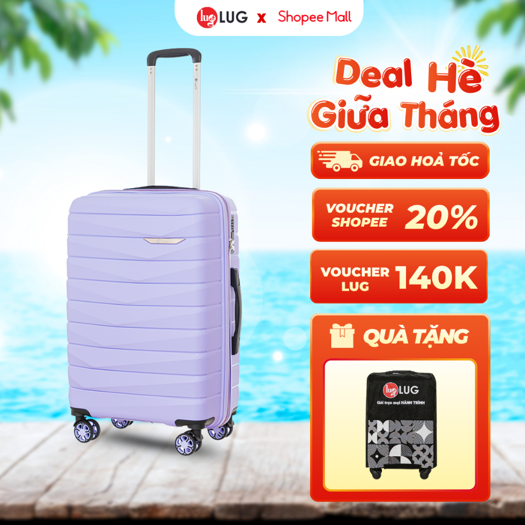 [🔥ĐÃ VỀ ĐỦ SIZE🔥] Vali Kéo LUG Lusetti MP027 Size 20, Size 24 Nhựa PP Chống Bể Vỡ - Khóa Số Âm Bảo M