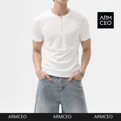 Áo thun nam cổ khóa ARMCEO Details tay ngắn form gọn, chất liệu cotton co giãn, thấm hút -ART15