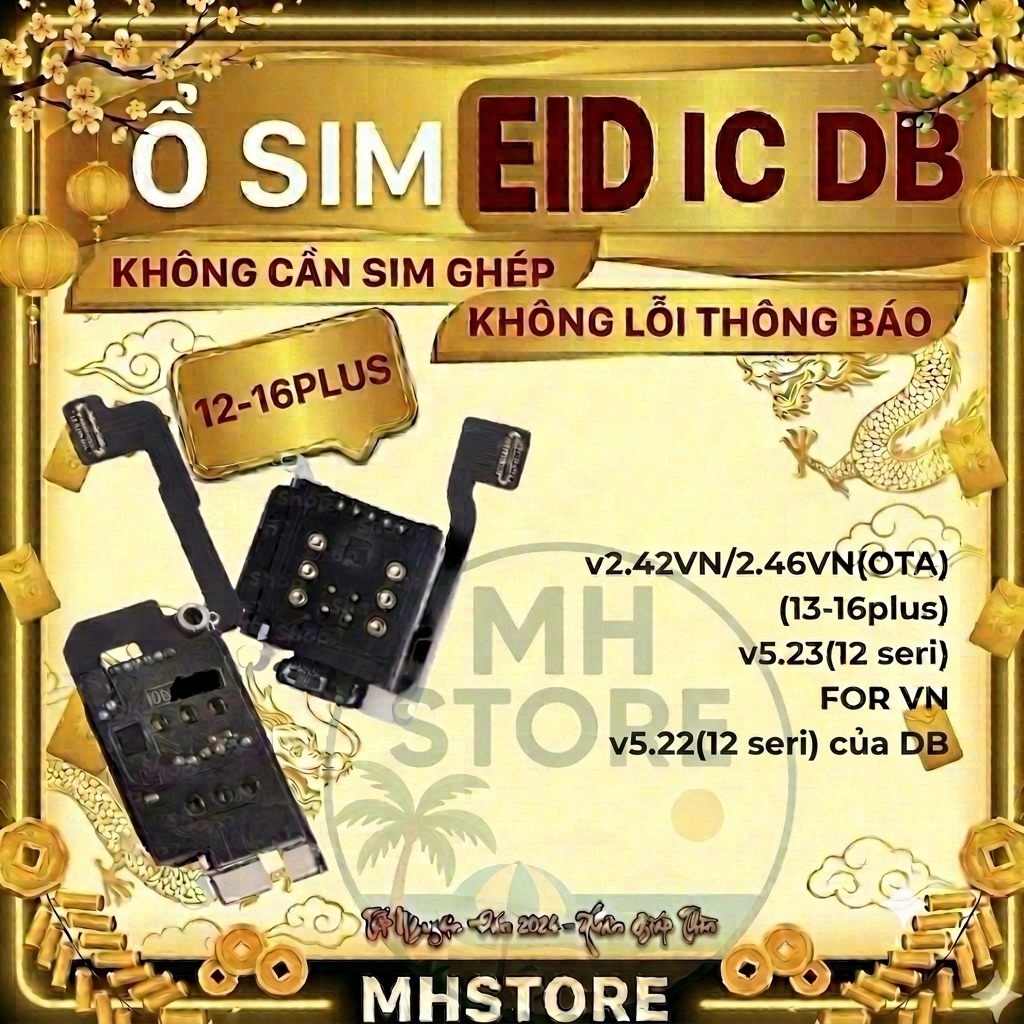 Ổ sim IC EID/SED của DB-SIM cho 12-16plus chạy fw VN và DB-Có Thể Lắp 1-2 SIM Ko Cần Sim Ghép