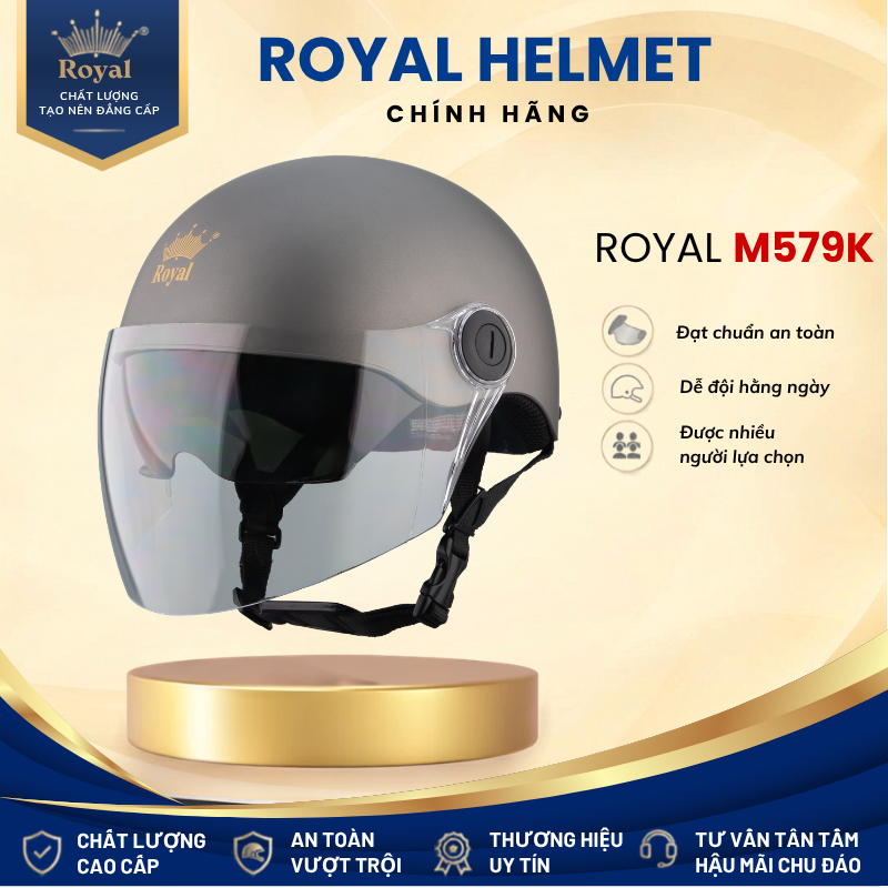 Mũ Bảo Hiểm Nửa Đầu Royal M579 Kính Âm Phối Lưỡi Trai Chính Hãng - Nón Bảo Hiểm 1/2 Cao Cấp