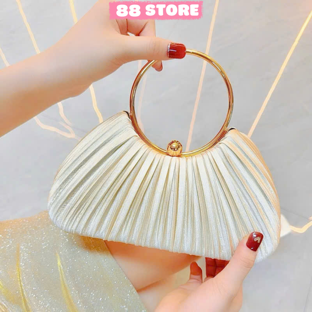 Túi xách nữ đi tiệc cưới dạ hội, 88STORE chất liệu lụa satin cao cấp A76