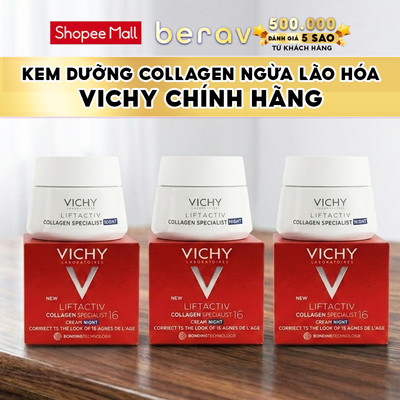 [MINISIZE] Combo 3 Kem dưỡng Vichy ban đêm dưỡng sáng, ngừa lão hóa, săn chắc Liftactiv Collagen Specialist Night 15mlx3