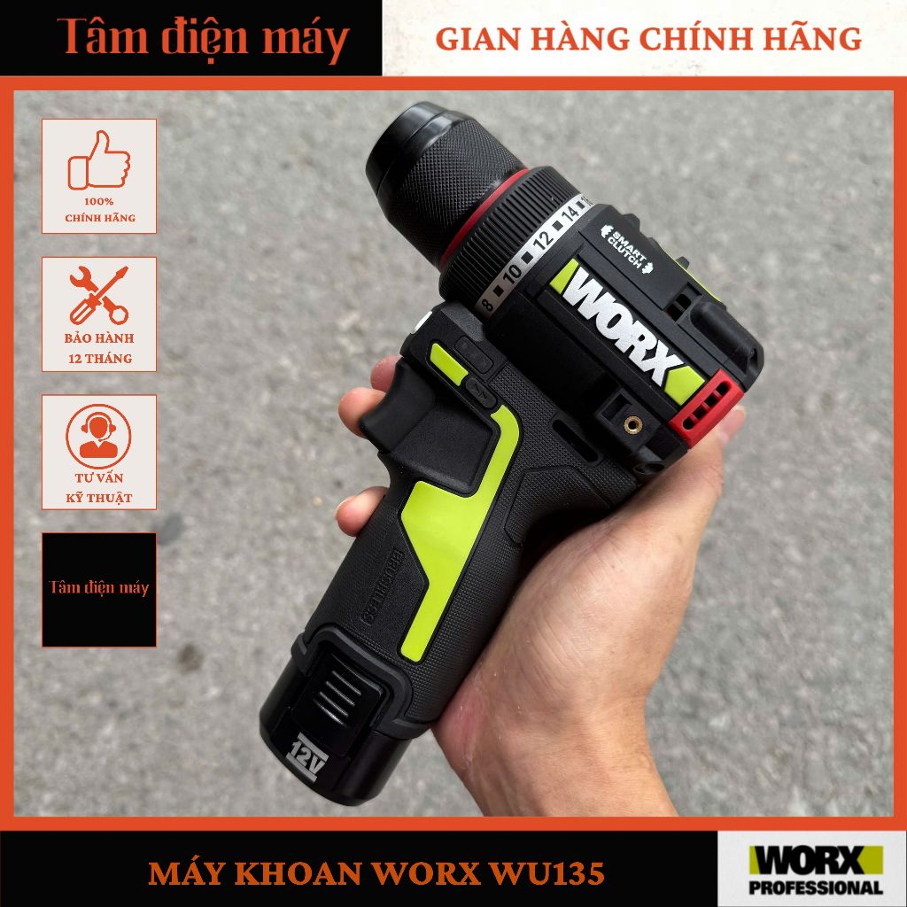 [Date 2026] Máy Khoan 2 Chức Năng WORX 12V WU 135 [Chính Hãng]