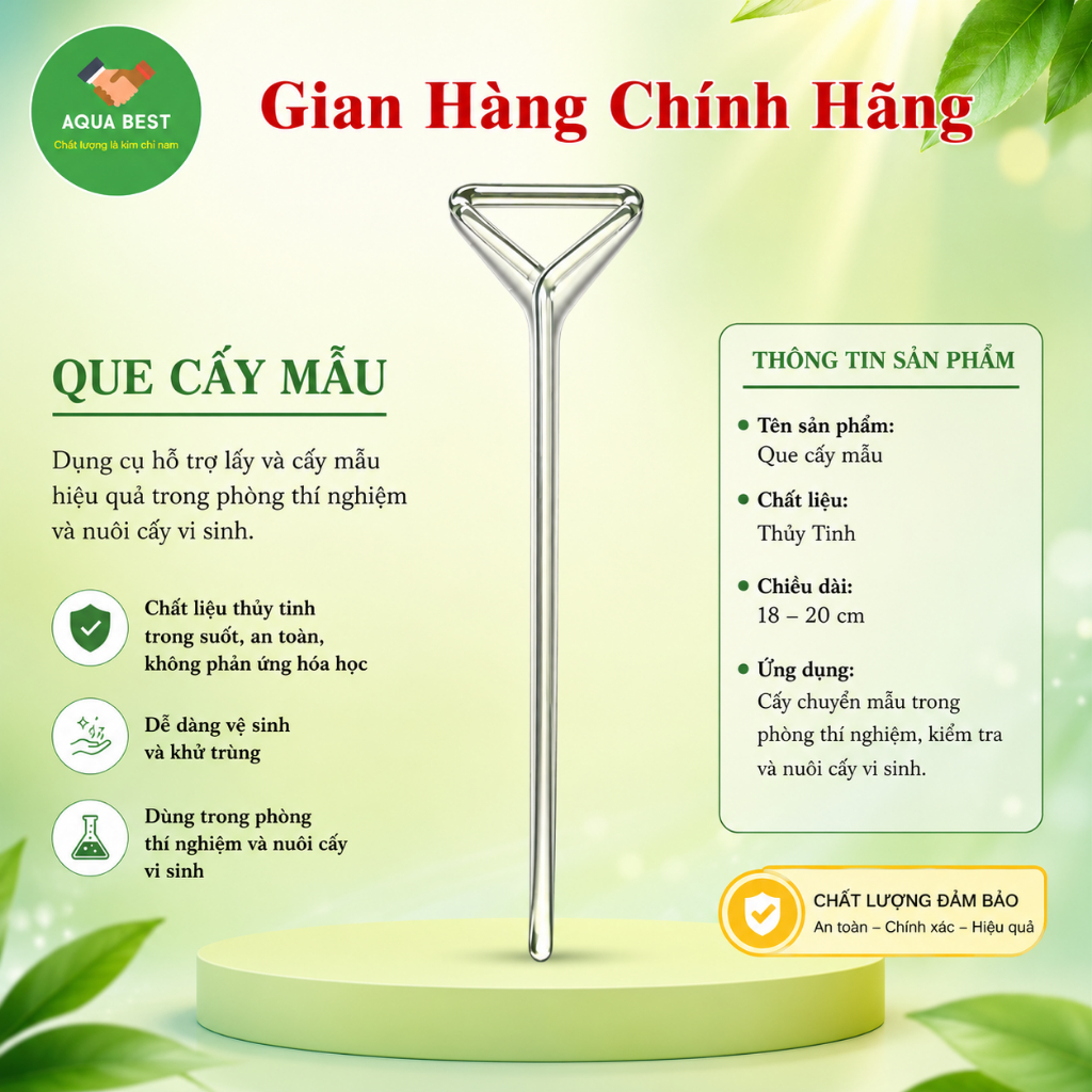[Hàng Đức] Que trang, que cấy trãi vi sinh thủy tinh, que tam giác