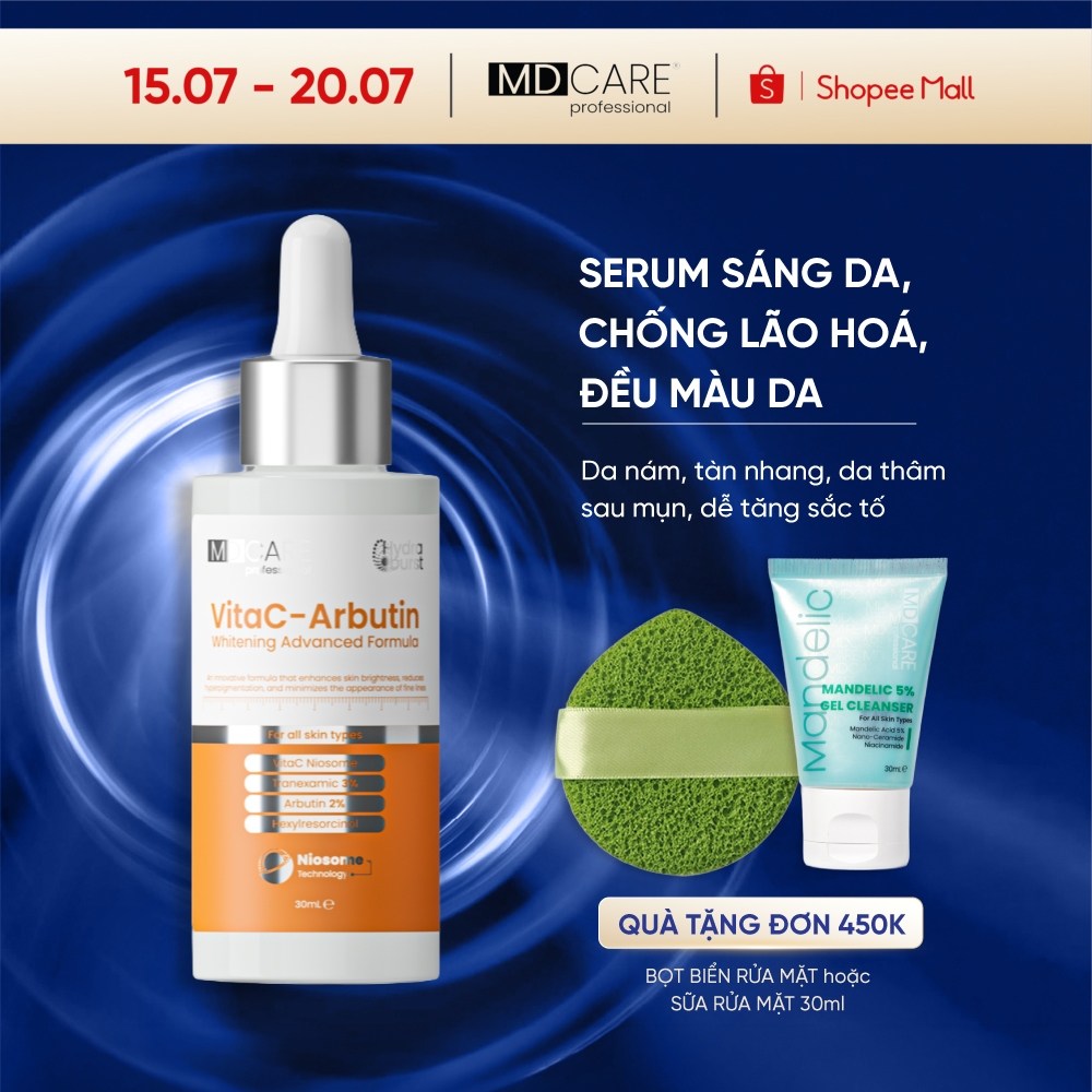 Serum sáng da, chống lão hóa MD CARE VitaC-Arbutin Serum – Whitening Advanced Formula