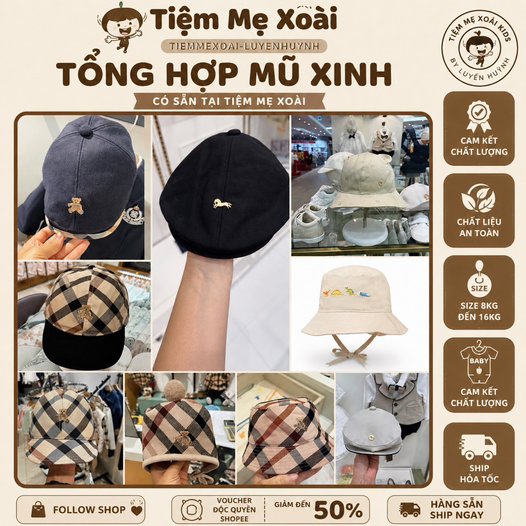 (SẴN HỎA TỐC ) Tổng hợp mũ remake ettoi, daks, ... cho bé trai