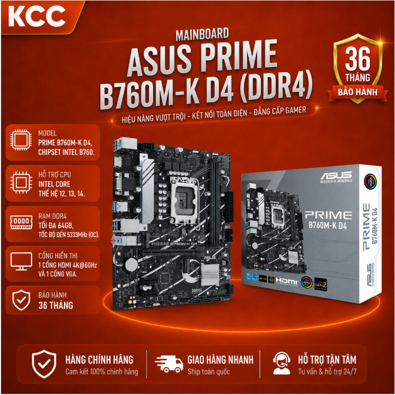 Mainboard ASUS PRIME B760M-K D4 (DDR4) -  chính hãng bề bỉ bảo hành 3 năm