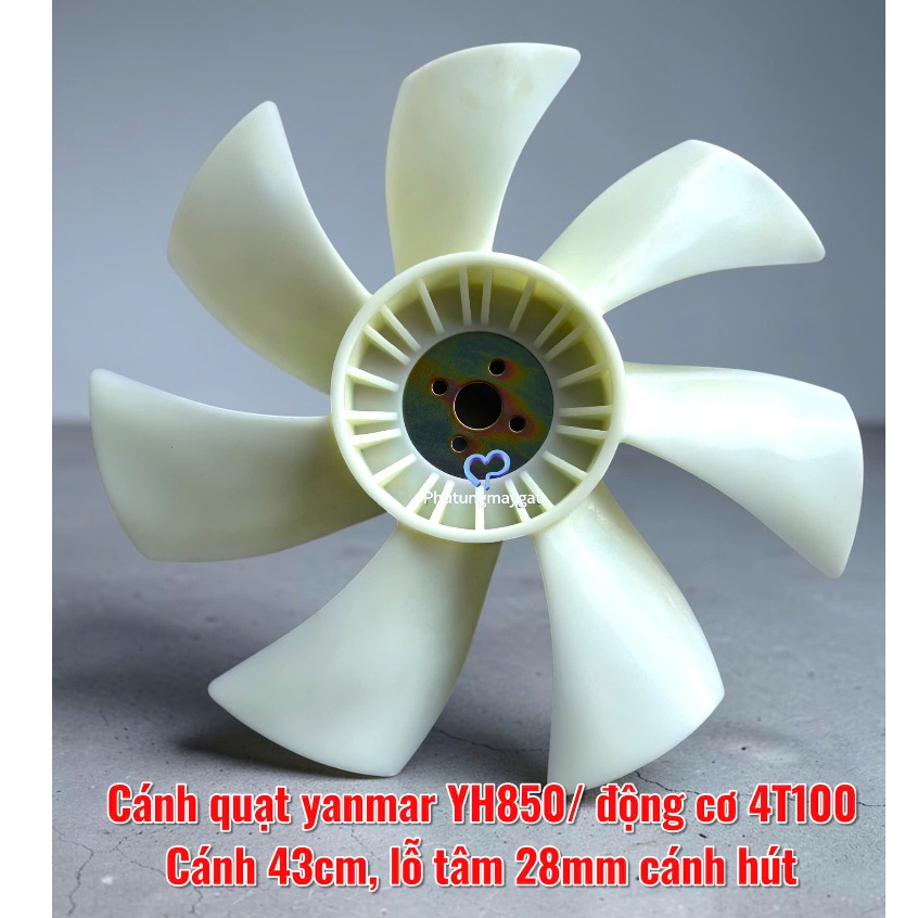 Cánh quạt Yanmar YH850-Động cơ 4T100, đường kính 43cm, tâm lỗ 28mm cánh hút(cánh xuôi)| #Phutung_Bảo