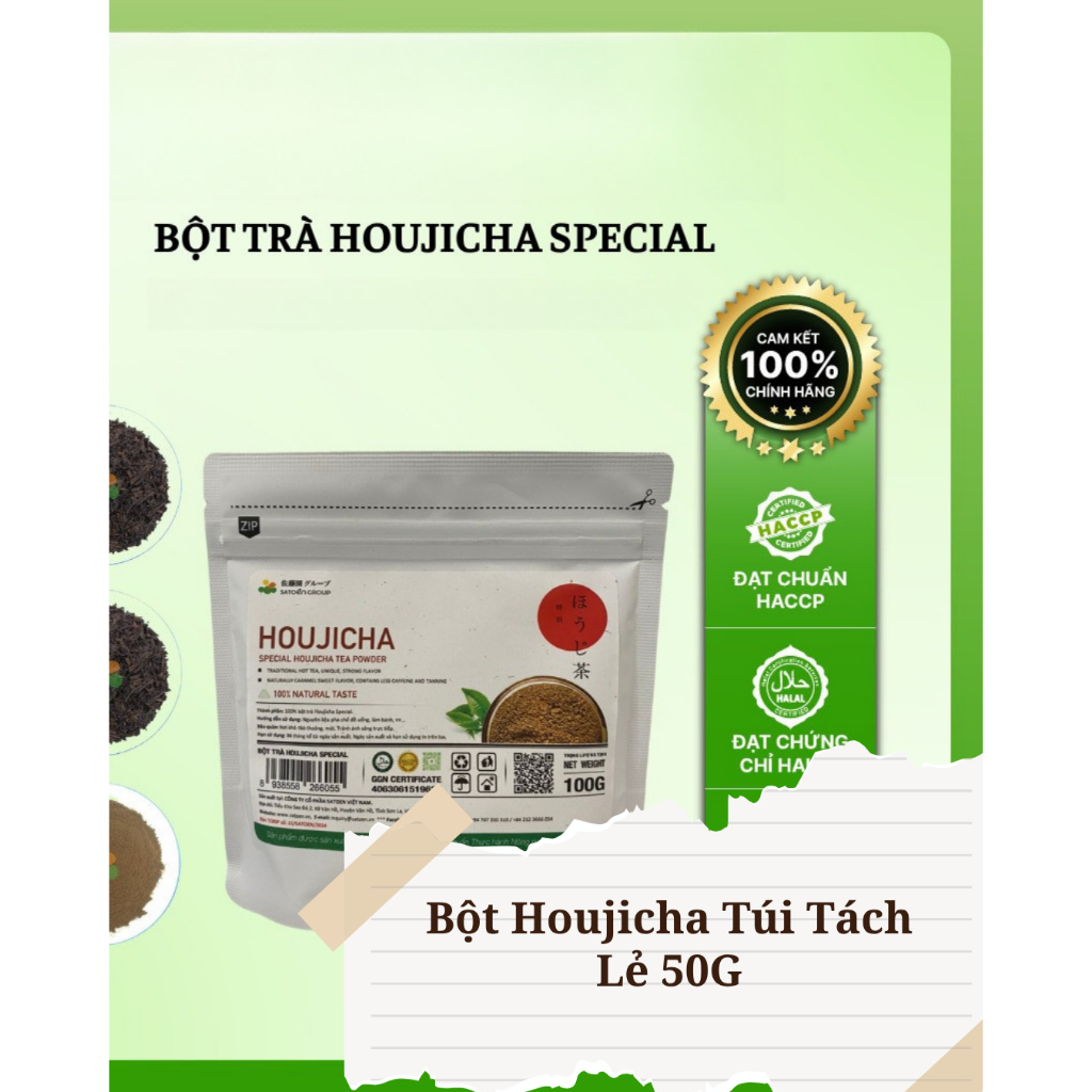 Bột Houjicha Túi Tách Lẻ 50G, bột houjicha P01 houjicha latte