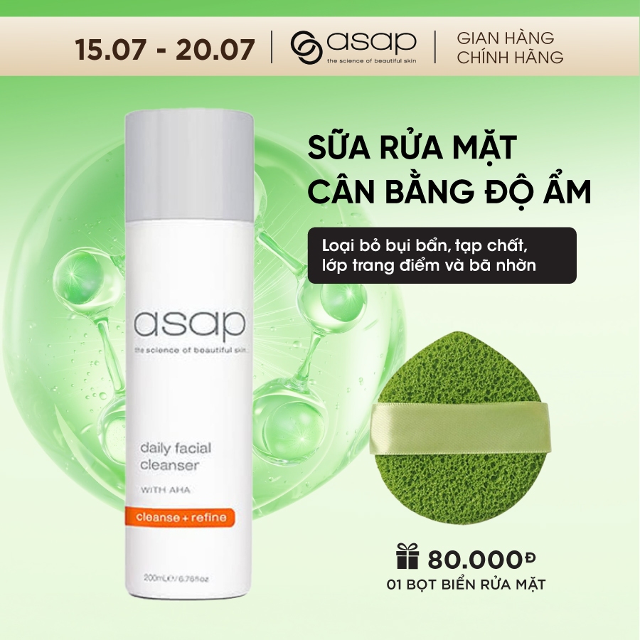 Sữa rửa mặt cân bằng dộ ẩm Asap Daily Facial Cleanser loại bỏ bụi bẩn 200ml