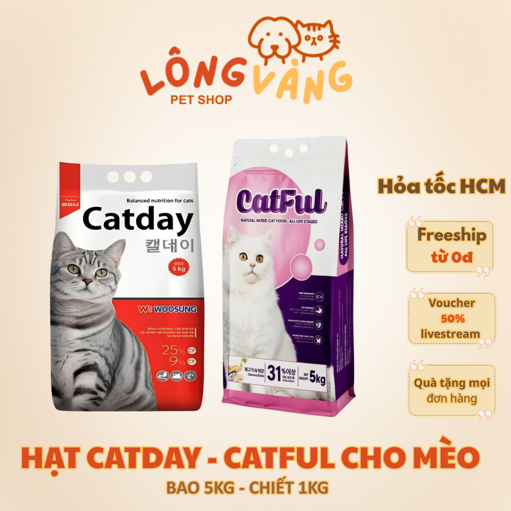 [ Túi 5kg ] Hạt CATDAY CATFUL cho mèo, hỗ trợ tiêu hóa và tiết niệu | Lông Vàng Petshop