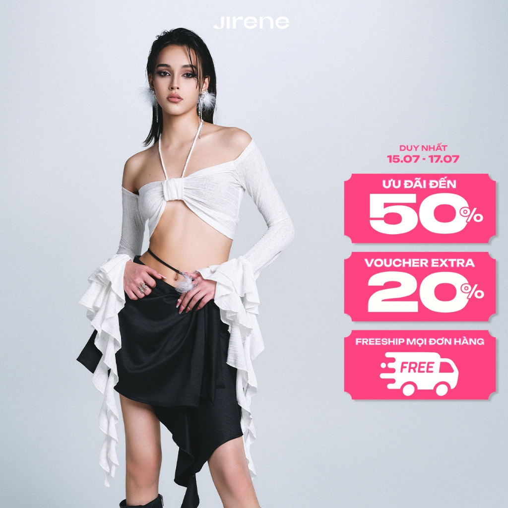 UP TO 80% + VC HOT 150K || JIRENE Áo TEMPO trễ vai  hiện đại
