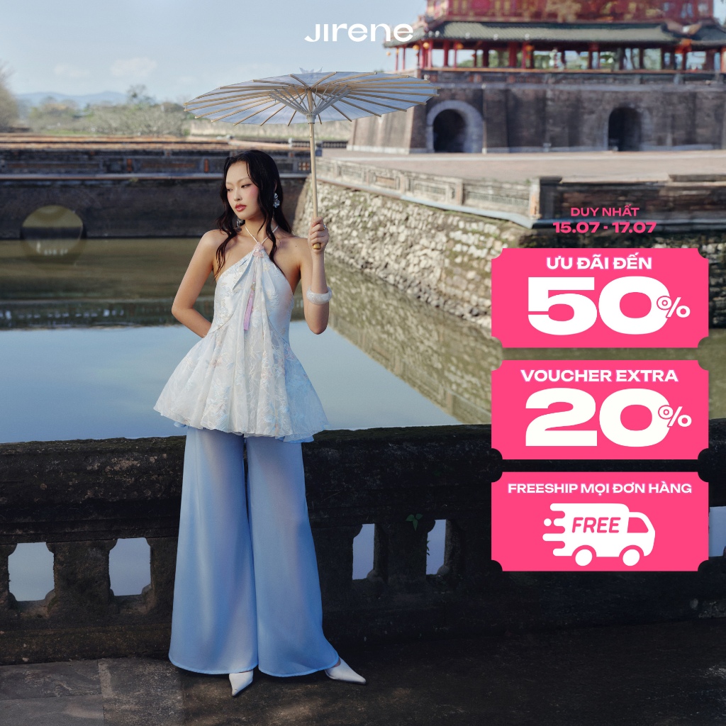 [ Pre -order ] - Jirene - Áo kiểu yếm nữ chất liệu ren thêu RINSEI TOP
